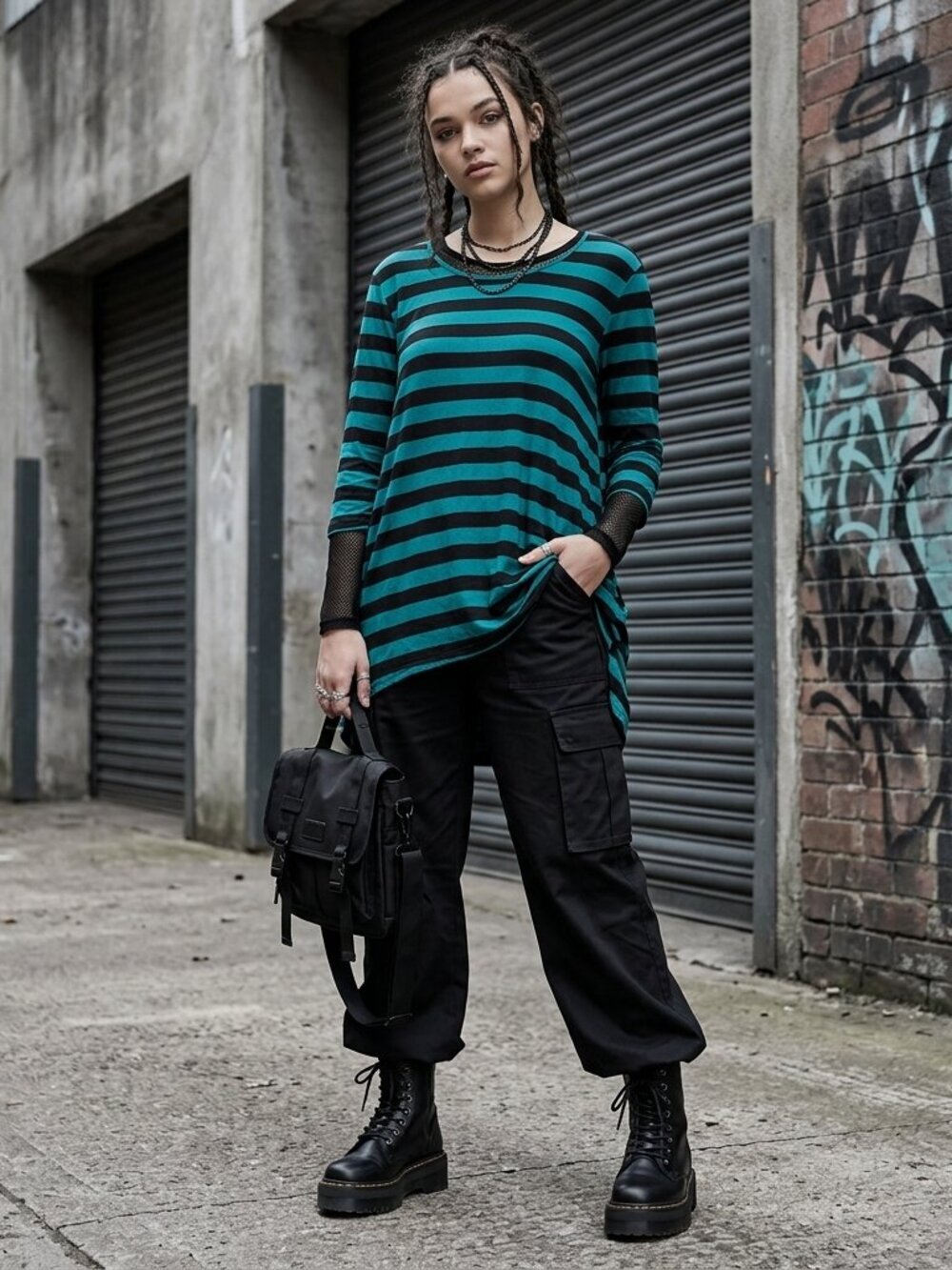 ⭐️ 5 for 20$! ⭐️ SWS Striped High Low Tunic in Teal and Black